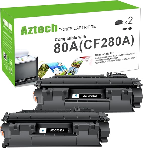 CF280A 80A Toner Cartridge Black CF280X 80X LaserJet Pro 400 M401n M401dn | Compatible for HP CF280A LaserJet Pro 400 M401n M401dn MFP M425dn M401dne M401dw M425dw M401 M425 Toner Printer Ink (2-Pack)