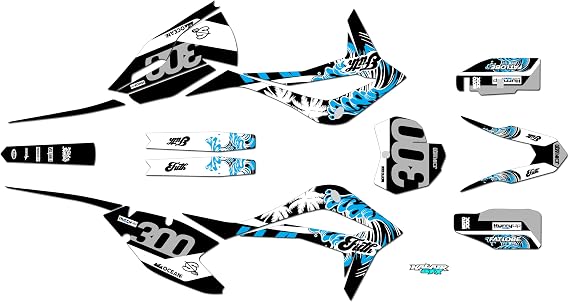 Graphics Kit for Kayo K6-R 250 Dirt Bike (2021+) SURFS-UP Series Black 16 Mil - Dirt bike Custom Racing Graphics Decals Stickers Kit, no-plastics