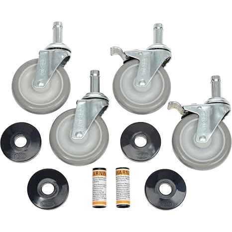 Nexel Stem Casters Set (4), 5" Polyurethane Wheel, 2 with Brakes, 1200 Lbs. Capacity