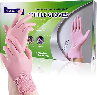 Pink Nitrile Gloves, Powder-Free Latex-Free Disposable for Cooking, Cleaning, Gardening