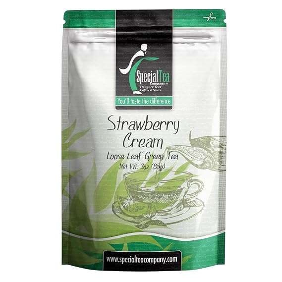Special Tea Strawberry Cream Loose Leaf Green Tea, 3 Ounce