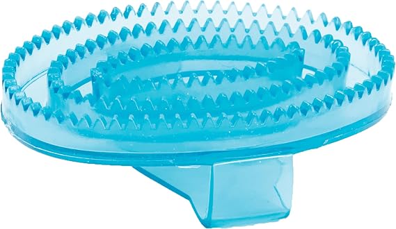 Roma Rubber Curry Comb, Blue Glitter, Small