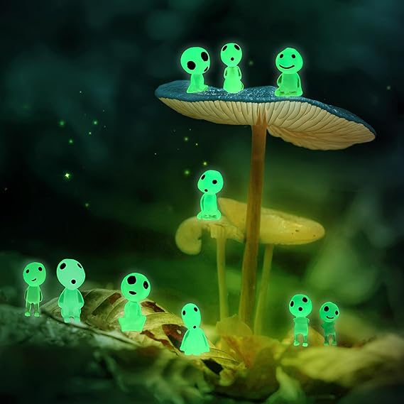 10PCS Luminous Tree Elves Mini Figures, Mini Resin Animals Glow in the Dark Aliens Figurines Fairy Garden Accessories for Micro Landscape Outdoor Patio Terrace Balcony Yard Decoration