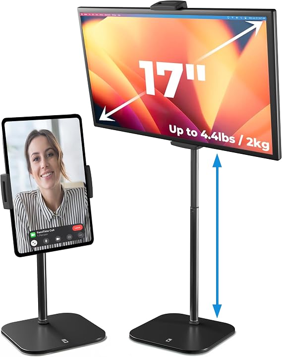 COOPER TabStand 20" Tall iPad Stand for Desk, Portable Monitor Stand Holder | 13-20" Adjustable, Holds 4.4lb, Weighted Metal Base, Desktop Tablet Stand, Tablet Mount, iPad Holder for Desk; fits Kindle
