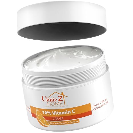 Vitamin C Cream - Powerful 10% Vitamin C Face Cream Against Dark Spots Wrinkles & Fine Lines - Anti-Ageing Collagen Boost & Skin Whitening Pure Vitamin C