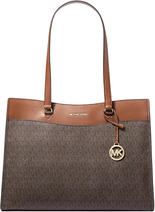 Michael Kors Jet Set Large Signature Logo Tote Bag Brown