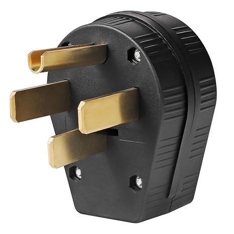 TENINYU 3-Pole, 4 Wire Dryer Cord Grounding Extension, NEMA 14-50P 50 Amp 125/250 Volt Straight Blade Plug Replacement, Black