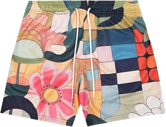 Mens Mesh Graphic Shorts Retro Designer Basketball Athletic Shorts Summer Quick Dry Casual Cool Streetwear Short Pants