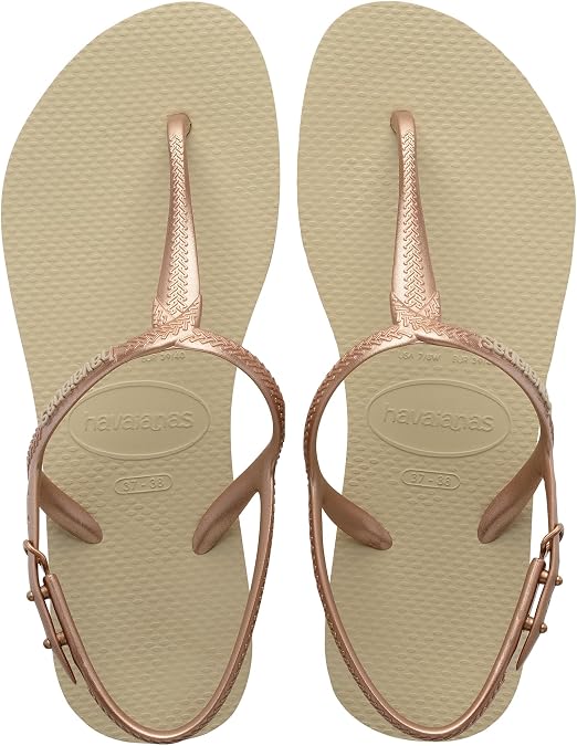 Havaianas - Twist Women's Comfortable Fashion Versatile Sandals Adjustable Buckle Side T Strap Metal Finish Non Slip Sole