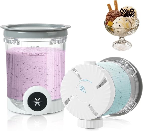 2 Pack Pint Containers Replacement for Ninja Swirl Ice Cream & Soft Serve Makers, Swirl Pints and Lids Compatible with NC700 NC701 Series, BPA-Free & Dishwasher Safe
