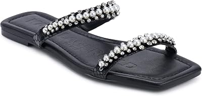 Karl Lagerfeld Paris womens Payzlee Embellished Flat Sandal