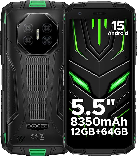 Fire 3 Android 16 Rugged Phone Unlocked,8350mAh Battery,12GB+64GB/2TB,Octa Core Rugged Smartphone,5.5" IPS HD+ Display,13MP+8MP,IP68 Waterproof Cell Phone,Face Unlock,NFC