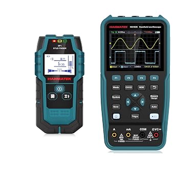 HANMATEK 3 in 1 Handheld Oscilloscope Multimeter 100Mhz Waveform Generator Oscilloscope with 2 Channels 3.5"TFT, HANMATEK Stud Finder Wall Scanner Detector with Pro Smart Sensor, Audio Alarm and HD LC