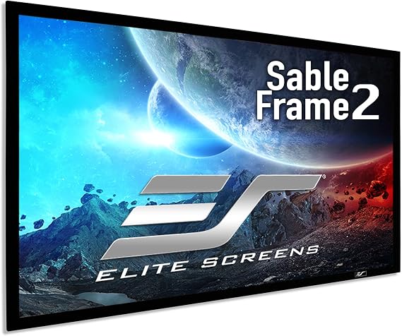 Elite Screens Sable Frame 2, 138" Diagonal, 2.35:1, Active 3D 4K Ultra HD Ready Fixed Frame Home Theater Movie Office Presentations Indoor Front Projection Projector Screen, ER138WH2-WIDE, Black