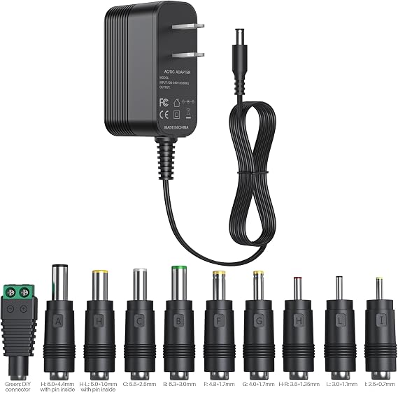 14V DC Power Supply Universal Power Adapter with 10 Interchangeable Jacks