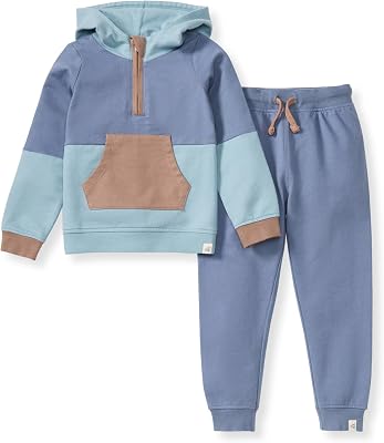 Burts Bees Baby Baby Boys Hoodie and Pant Set, Top & Bottom Outfit Bundle, 100% Organic Cotton