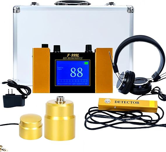 Underground Water Leak Detector, Digital Display Water Pipe Leakage Sensor Locator Monitor, Smart Water Leak Detector for Home, Adjustable Sensitivity, Noise-Cancelling Headset, Carry Case