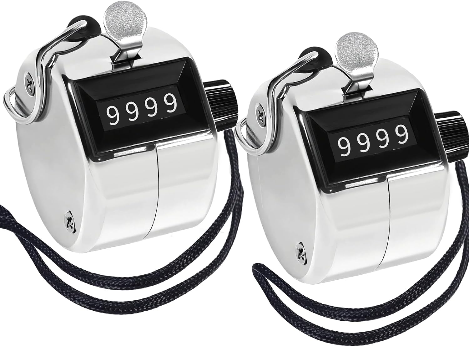 2PCS Tally Counter, 4-Digit Clicker Counter, Metal Hand Tally Counters Clicker, Portable Golf Stroke Counter with Lanyard for Counting Golf, Baseball, Inventory, People Counting, Events Count