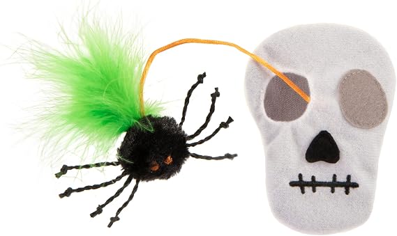 Petlinks Halloween Spider Stash Hide & Seek Plush Cat Toy - Black/White, One Size