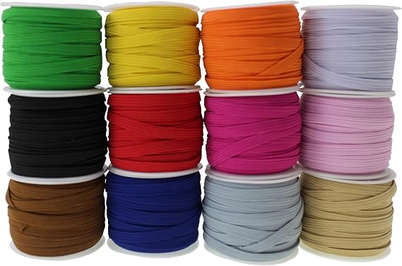 Yong 3/8in Muti-Color Elastic Band 12 Rolls 180Yd for Sewing | 6mm elastic with storage box; Lightweight stretch for waistbands,headbands,mask, clothes, crafts, journal & DIY projects