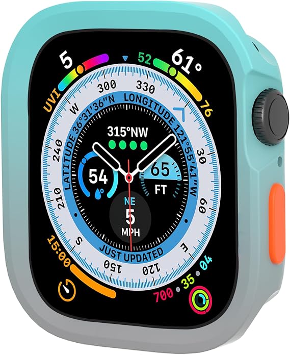 Ultra Slim TPU Bumper Case for Apple Watch 11/10 46mm, Green-Grey