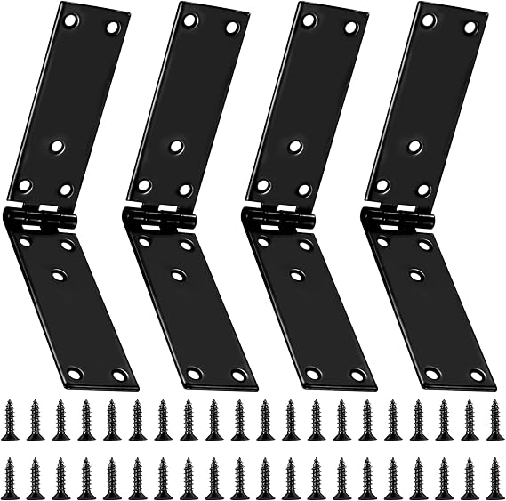 McBlast 4 Pcs Heavy Duty Folding Hinges Black 200x35 mm | Suitable for Wooden Gates, Cupboards, Cabinets, Garden Furniture, Tool Boxes, Sturdy Metal, Easy Assembly, Rustproof