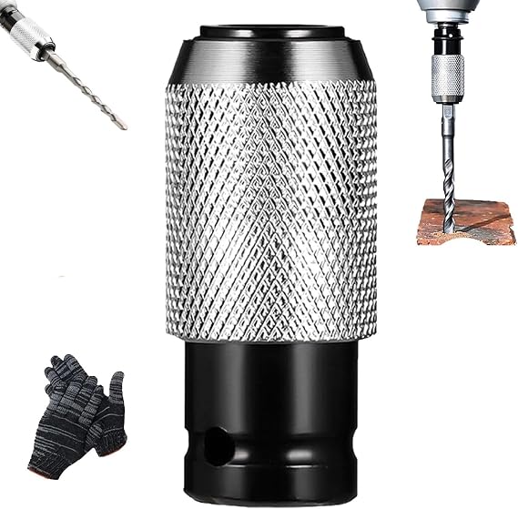 Rotary Hammer Adapter with Impact Drill Bits Set, Multi-Functional Electric Hammer to Drill Converter with 4 Sizes Drills, Quick Release Adapters Converter, Air Hammers Socket Transformers(1PC)