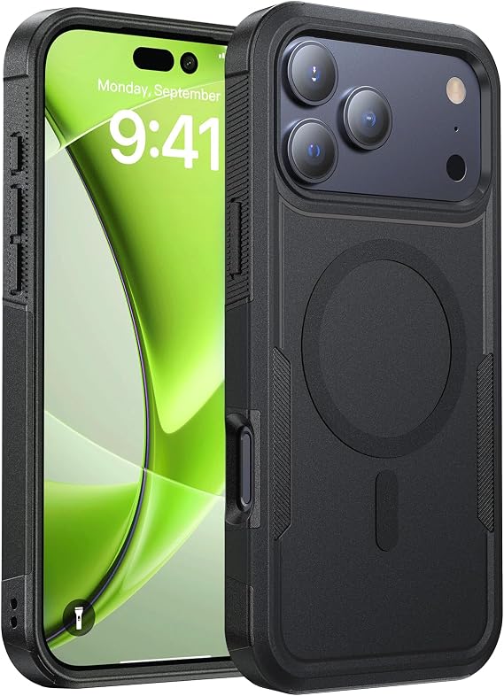 Magnetic for iPhone 17 Pro Case Dual-Layer Shockproof Black