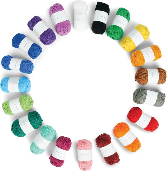 Caron Little CraftiesTM 20 Assorted Acrylic Yarn Skeins 63yd Each for Knitting and Crochet Projects , Multipack Starter Kit