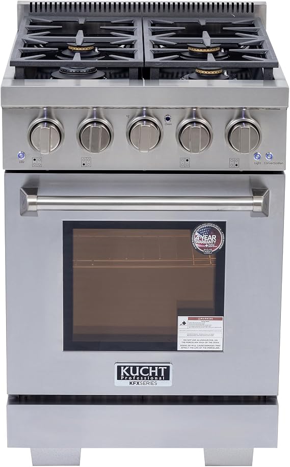 24 in. 2.5 cu. ft. Propane Gas Range and Convection Oven in Stainless Steel with True Simmer Burners