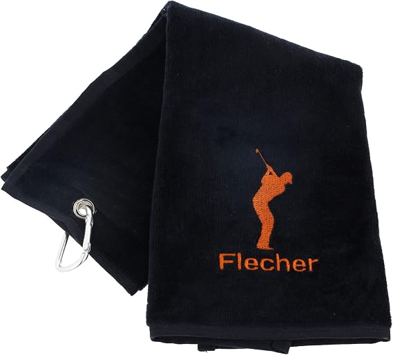 Always Looking Good Personalised Embroidered Golf Towel with Any Name Any Font Luxury Velour 50cm x 40cm Custom Embroidered Golf Towel with Carabiner Clip Gift- Golf Gifts for men and women (Black)