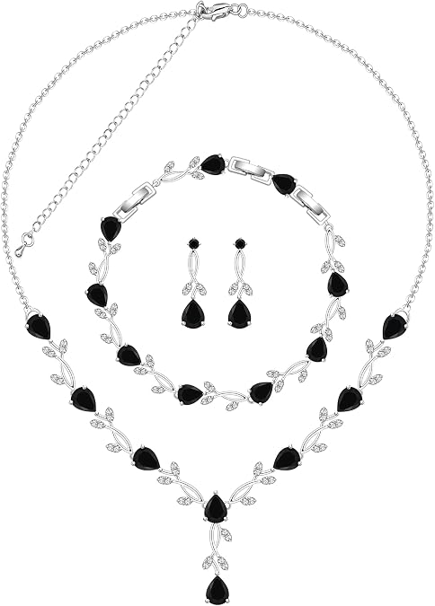 Jewelry Set for Women Bride Bridesmaid Wedding Party Prom Necklace Earrings Bracelet Set Gift for Mother Wife Friend