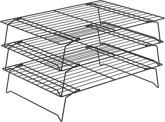 3-Tier Stackable Cooling Racks for Cooking and Baking,13.4x 9.4Collapsible Baking Cooling Rack,Non-Stick Cookie Cooling Rack,Space Saving Cooling Rack for Cookies Cupcakes Pies Baking