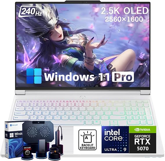 Lenovo Legion Pro 7i Gaming Laptop - 16" 240Hz 2.5K OLED Display - Intel Core Ultra 9 275HX - NVIDIA GeForce RTX 5070 - Wi-Fi 7 - RGB Keyboard - Windows 11 Pro - Accessoire (32 GB DDR5, 1 TB SSD)