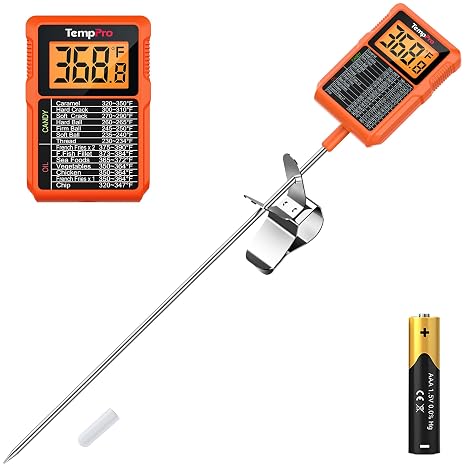 TempPro TempDip 1 Sec Digital Candy Thermometer with Pot Clip & 10" Probe