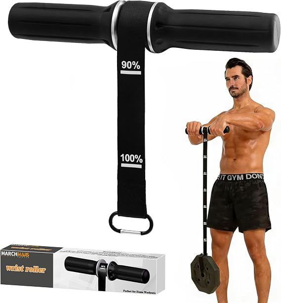Forearm Strengthener & Wrist Roller, Forearm Trainer with Thicker Handle