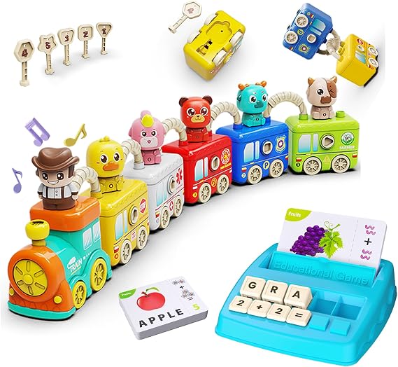 Educational Toys for Kids Age 3-8,Christmas Birthday Party Gifts for 3 4 5 6 Year Olds Boys and Girls. Train Set for 2 3 4 Year Old,perfect toddler learning toys , Christmas Birthday Gift for toddle