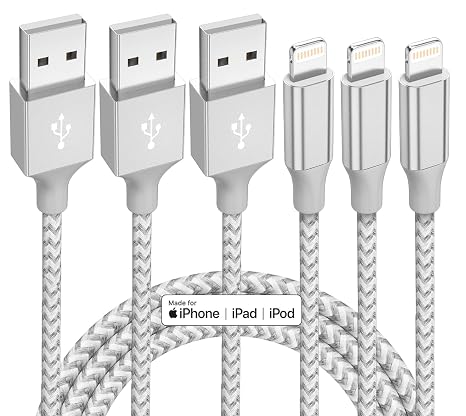 iPhone Charger,3 Pack 10ft MFi Certified Lightning Cable Fast Charging Cord | Nylon Braided Phone Fast Charging High Speed Data Transfer Sync Cord for with iPhone 14 13 12 11 Pro Max iPad Air iPad Mini