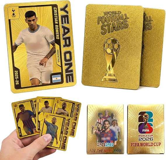 Football Star Cards, 55 Pcs Soccer 2026 World Cup Collectible Cards, Soccer Star Collection Cards, Gold Foil Top Footballs Card for Collector & Fans, Birthday Gift