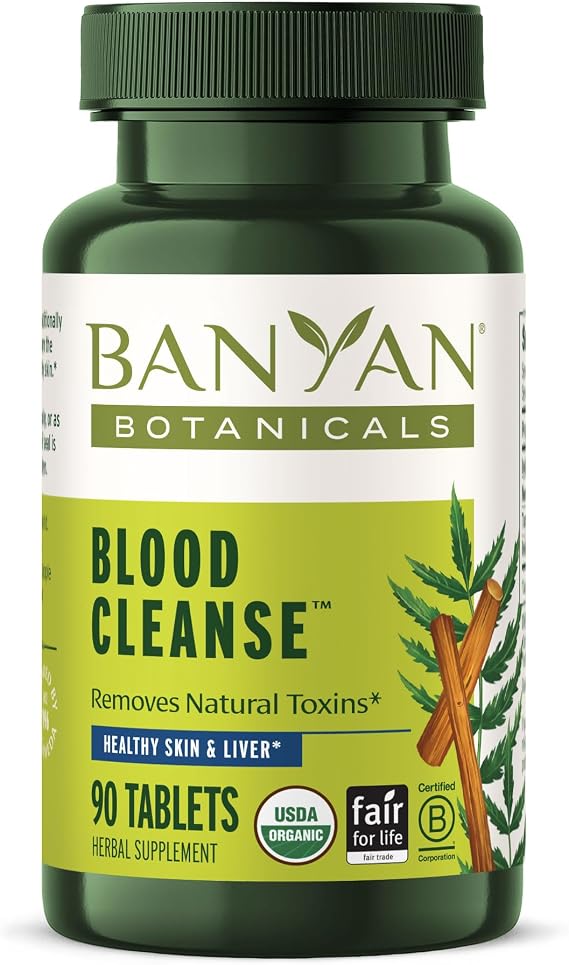 Banyan Botanicals Organic Blood CleanseClear Skin Supplement with Neem & ManjisthaNatural Liver Detox & Lymphatic DrainageInternal Skin Purifier & Circulation Support90 TabletsUSDA Organic*