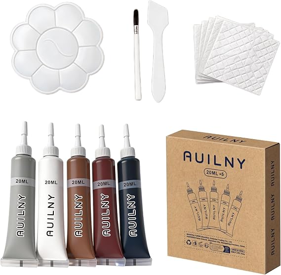 Leather Repair Kit for Furniture, Sofa, Jacket, Car Seats & Purse. Fix Tears, Scratches, Holes & Peeling on Genuine, Faux, Bonded.(5 Colors)