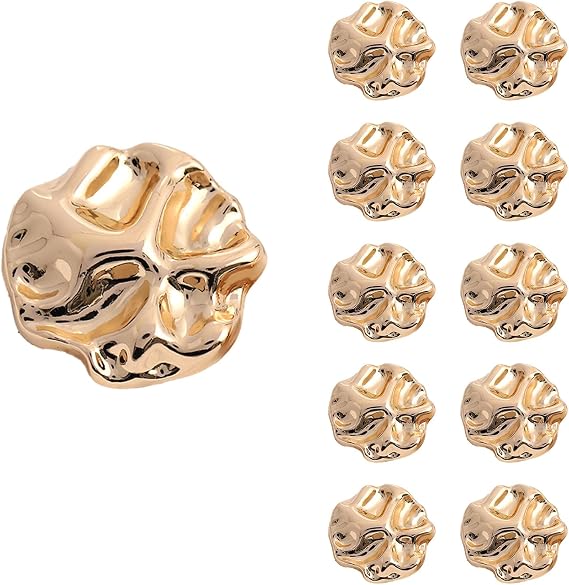 10 Pcs Gold Metal Buttons,23mm Irregular Vintage Gold Buttons,Vintage-Style Fashion Metal Coat Button Set,for Cardigans,Coats,DIY Crafts Sewing Accessories