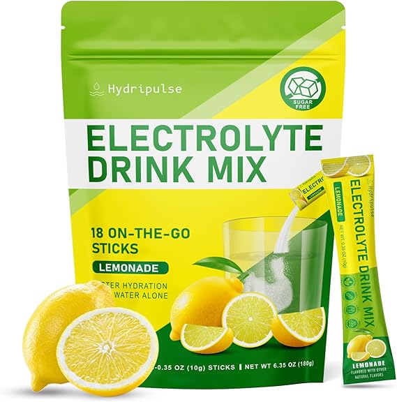 Electrolytes Powder Packets - Sugar Free, Naturally Flavored, 10 Electrolyte & Vitamins Electrolyte Drink Mix - Lemonade Flavors, Keto Friendly, Vegan, Non- GMO, 18 Packets