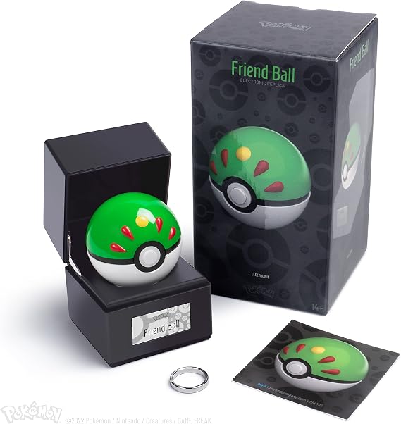 The Wand Company Original Poke Ball Authentic Replica - Realistic, Electronic, Die-Cast Poke Ball with Display Case Light Features Officially Licensed by Pokemon