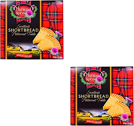 Scottish Shortbread Petticoat Tails 2 Pack Bundle - with 2 x 125g Boxes of Delicious Butter Shortbread - Rich Scrumptious Biscuits - Ideal Cookies and Biscuits Gift Set