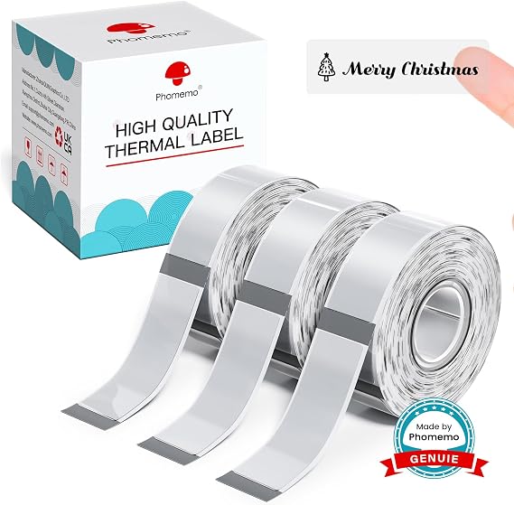 Phomemo D30 Label Tape, Black on Transparent Clear Thermal Paper, 630 Tapes