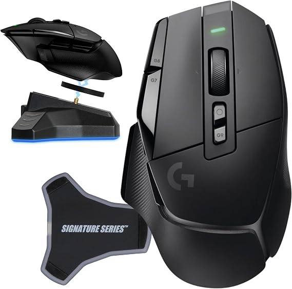 Logitech G502 X Lightspeed Wireless Gaming Mouse, Black | Hero Sensor, 25,600 DPI, 13 Programmable Buttons, LIGHTFORCE Switches, Onboard Memory, PC/Mac | with Signature Series Charging Dock