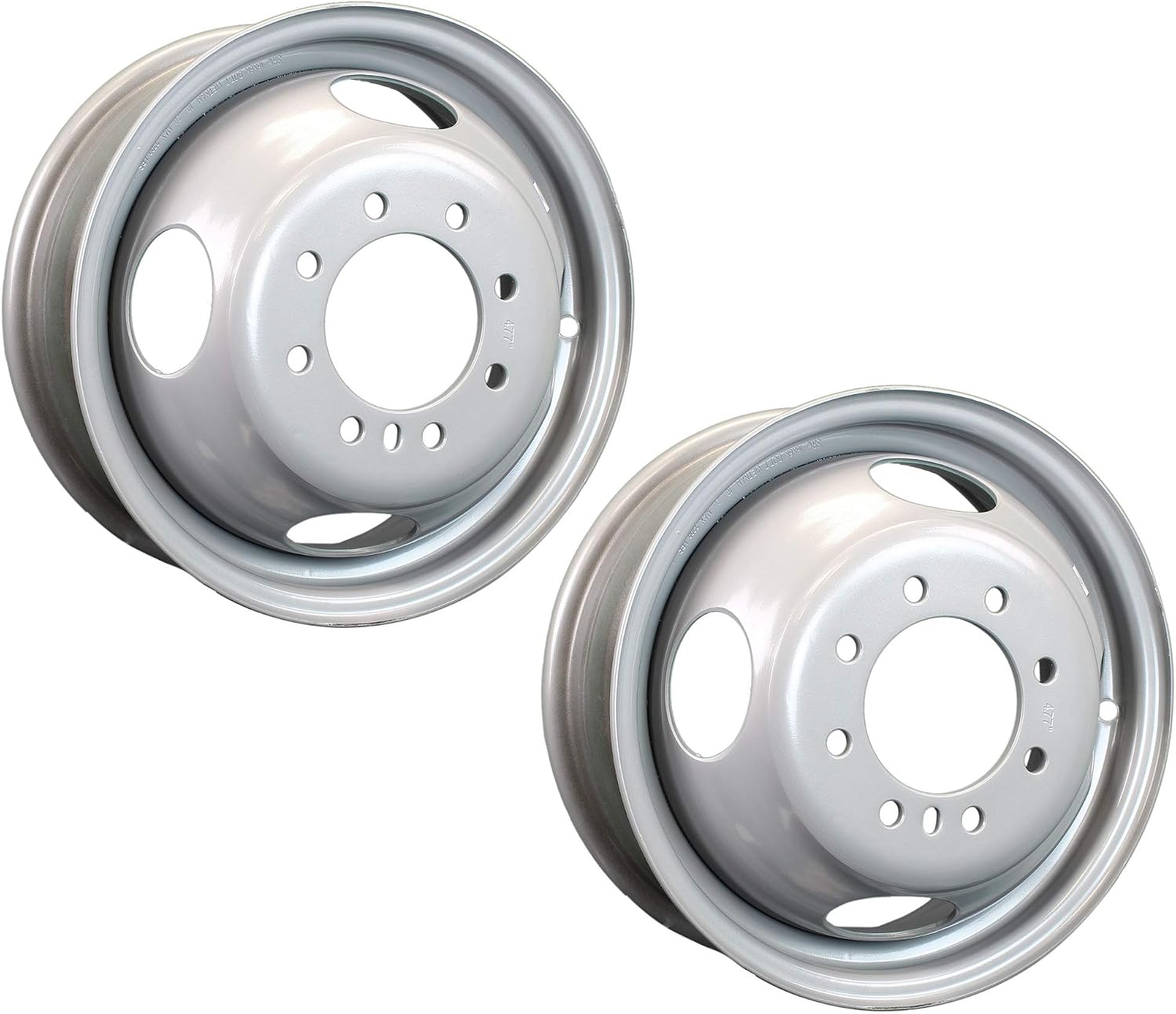 2-Pack Dually Dual Silver Grey Trailer Wheel Rim 16 Inch 16X6 8 Lug On 6.5 Inch
