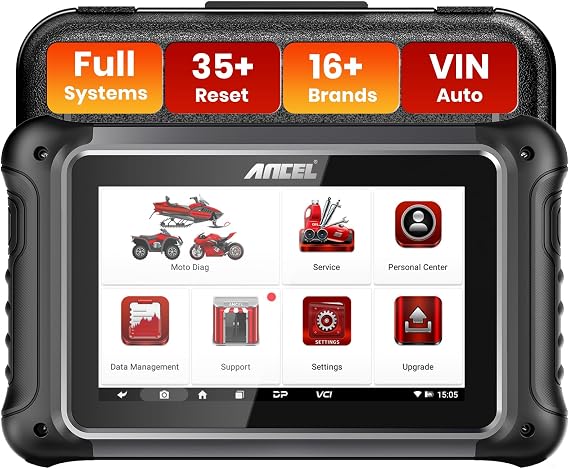 ANCEL MT700 Motorcycle OBD2 Scanner Full Systems, ABS Engine Meter TPMS Diagnostic Tool with 35+ Reset Functions for Harley Indian Yamaha Polaris Piaggio Ducati Honda BMW, AutoVIN, 7Touch Screen,16G