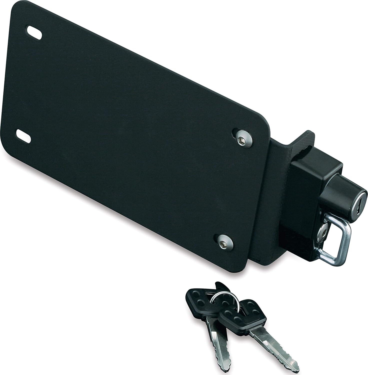 Kuryakyn 4248 Motorcycle Accessory: License Plate Helmet Security Lock with Mount, Universal Fit for Motorcycles with Flat Brackets , Black